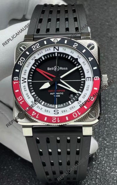 Bell and Ross BR03 GMT Compass Red/Black Bezel Swiss Replica Watch 