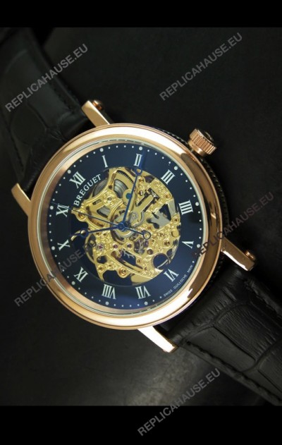 Breguet Classique Japanese Automatic Watch in Gold Skeleton Dial - Arabic Hour Numerals