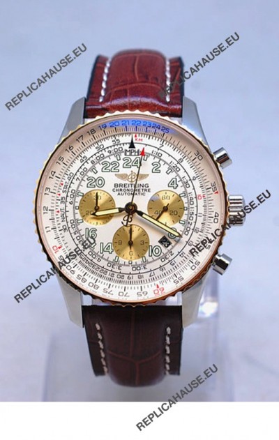 Breitling Navitimer Cosmonaute Swiss Replica Watch Gold Plated Bezel