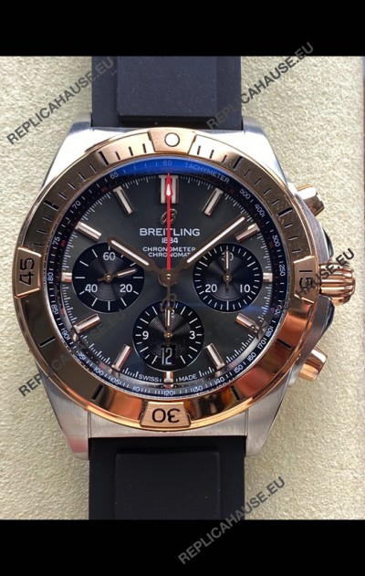 Breitling Chronomat B01 42 Grey Dial Two Tone Rubber Strap Super Clone Watch 