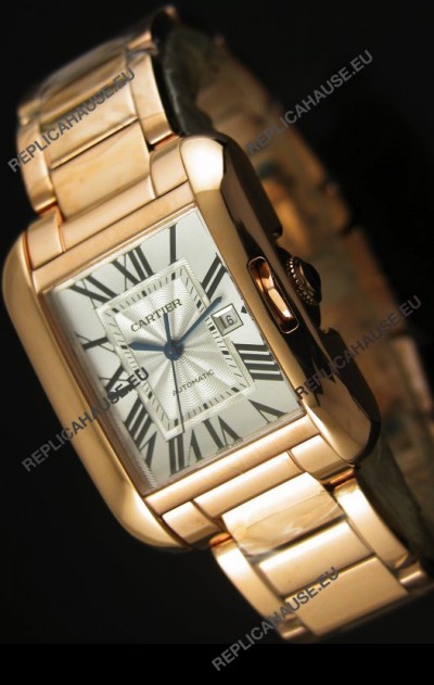 Cartier Tank Anglaise Mid Sized Swiss Watch Pink Gold - 1:1 Mirror Replica Watch