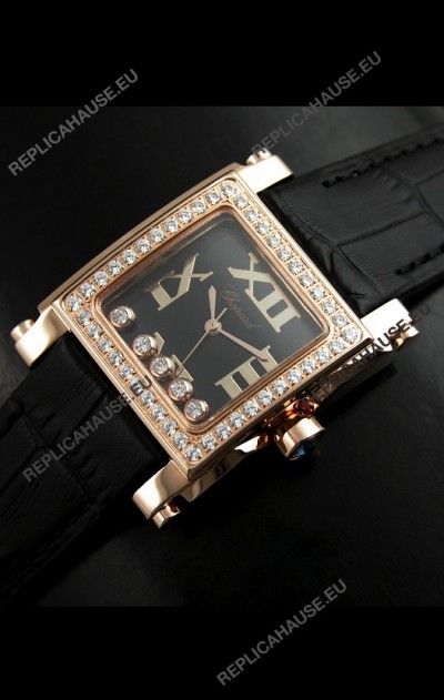 Chopard Happy Sport Swiss Replica Watch in Black Strap