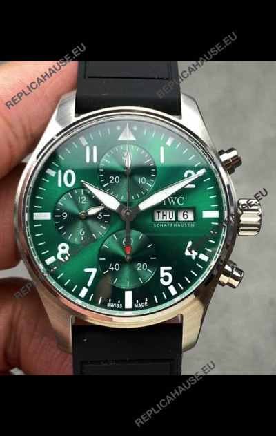 IWC PILOT'S Chronograph Green Dial Rubber Strap Super Clone Watch 