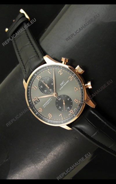 IWC Portuguese Chronograph Swiss Watch in Pink Gold Casing