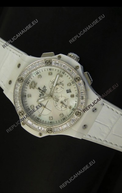 Hublot Big Bang 34MM Ladies Watch in Quartz Movement - White Dial/Strap