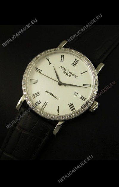 Patek Philippe Calatrava 5120 Swiss Replica Watch in Steel Casing - Roman Hours