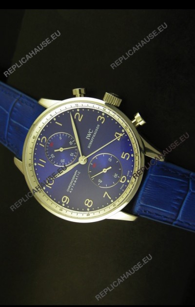 IWC Portuguese Chronograph Swiss Replica Watch in Steel Case - 1:1 Mirror Replica Edition
