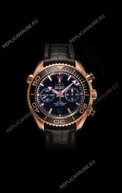 Omega Speedmaster Planet Ocean Rose Gold Black Dial Super Clone Watch 