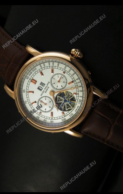 Patek Philippe Complications Tourbillon Japanese Replica Watch in Pink Gold
