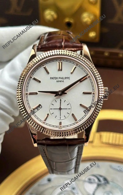 Patek Philippe Calatrava 6119G Rose Gold White Dial Super Clone Watch 
