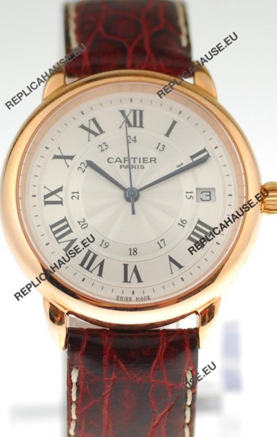 Ronde De Cartier Louis Swiss Replica Pink Gold Watch