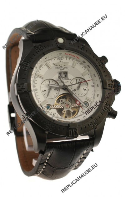 Breitling Chronometre Tourbillon Japanese Replica Watch in White Dial