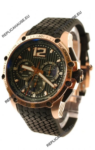 Chopard Classic Racing Superfast Swiss Replica Gold Watch in Black Dial
