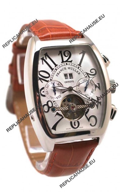 Franck Muller Conquistador Tourbillon Japanese Watch in Brown Strap