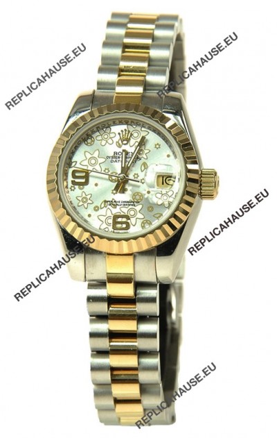Rolex Datejust Floral Motif Ladies Swiss Replica Watch