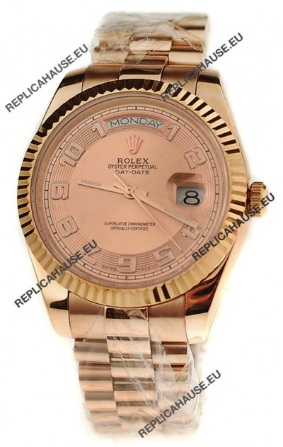 Rolex Day Date Pink Gold Swiss Replica Watch