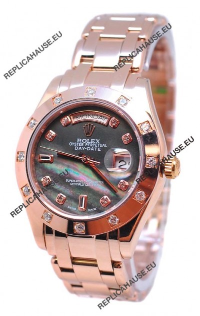 Rolex Day Date Black Mother of Pearl Swiss Replica Watch