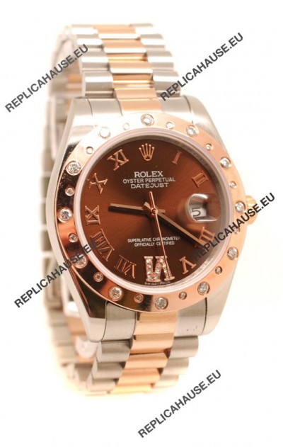 Rolex DateJust Mid-Sized Rose Gold Japanese Replica Watch 