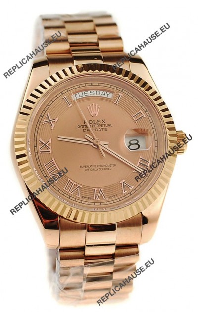 Rolex Day Date Pink Gold Swiss Replica Watch