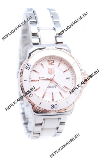 Tag Heuer Formula 1 Japanese Quartz Ladies Watch in Ceramic Bezel with Diamonds