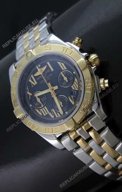 Breitling Chronomat B01 Two Tone Swiss Watch in Black Dial
