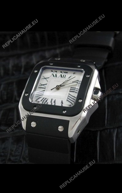 Cartier Santos Swiss Replica Watch in White Dial