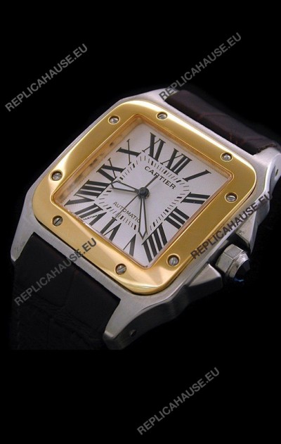 Cartier Santos 100 Swiss Replica Watch in White Dial