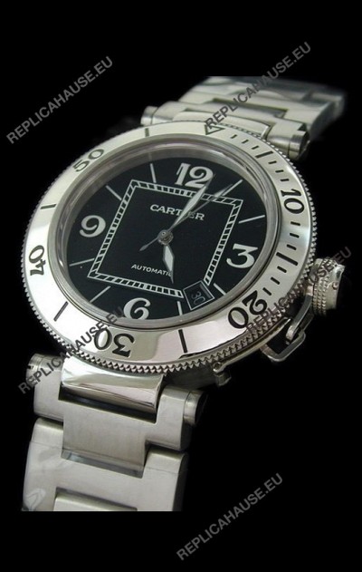 Cartier Pasha de Swiss Replica Watch in Black Dial