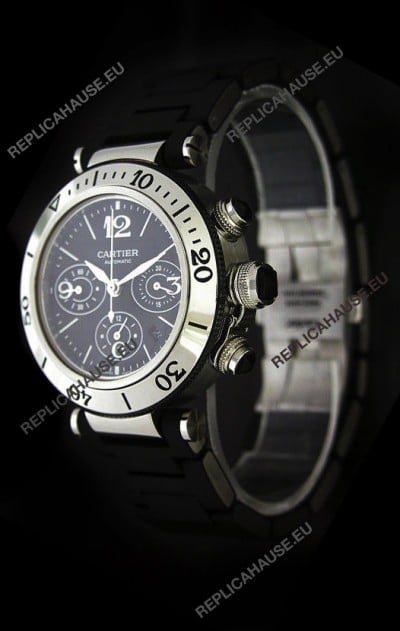 Cartier Pasha de Swiss Replica Watch in Black Dial