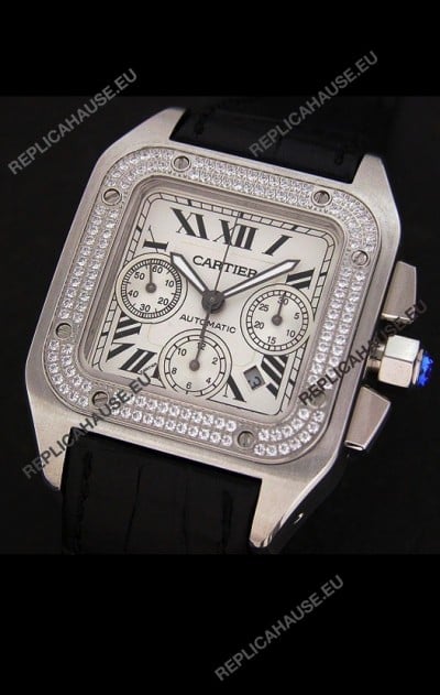 Cartier Santos Swiss Replica Watch in White Dial