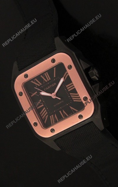 Cartier Santos Swiss Replica Watch in Black Dial