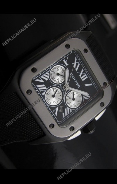 Cartier Santos 100 Japanese Replica Watch in Black Dial