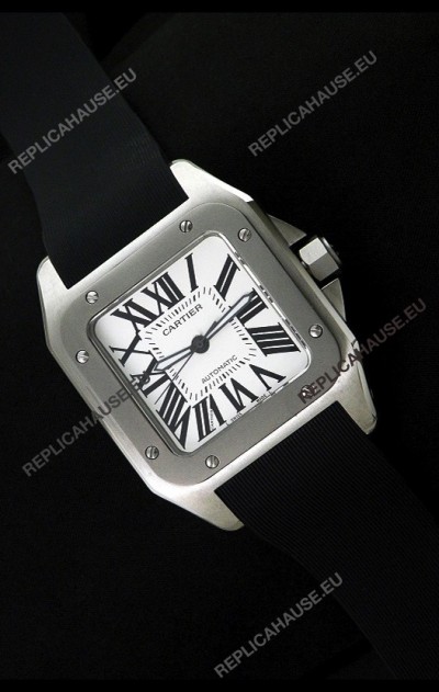 Cartier Santos 100 Swiss Replica Watch Titanium Bezel