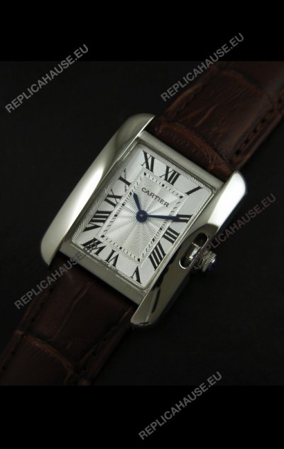 Cartier Louis Japanese Replica Ladies Watch in Brown Strap