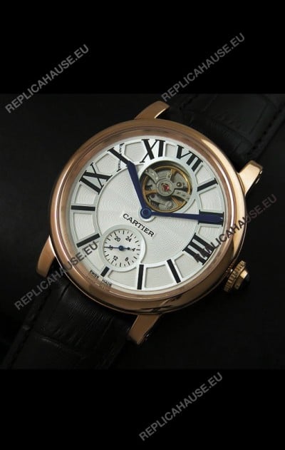 Ballon De Cartier Flying Tourbillon Japanese Replica Watch - Pink Gold Case