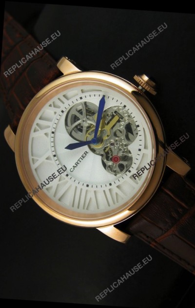 Rotonde De Cartier Cadran Love Japanese Replica Watch - Yellow Gold Case