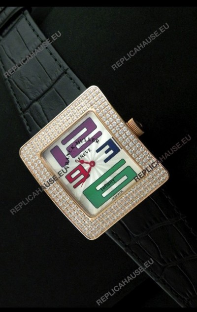 Franck Muller Geneve Infinity Japanese Gold Watch in Multi Color Numeral Markers