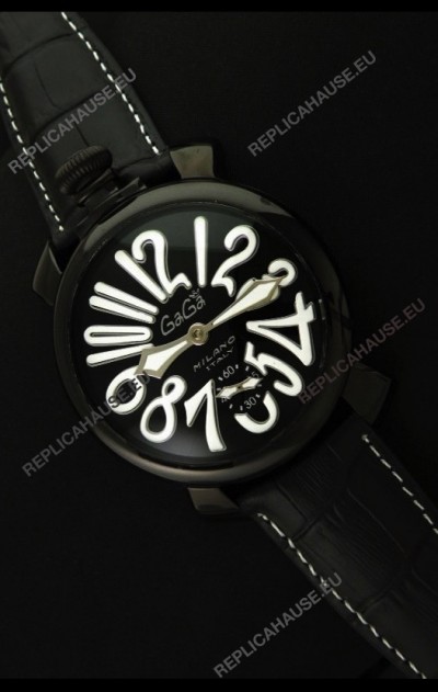 Gaga Milano Italy Japanese Replica PVD Watch in White Markers