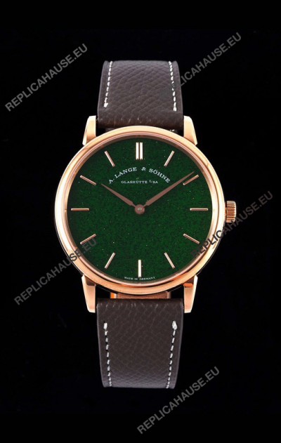 A.Lange & Sohne Saxonia Thin Swiss Replica Watch Rose Gold Case Green Starry Dial