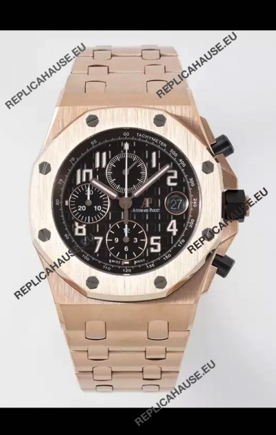 Audemars Piguet Royal Oak Offshore Black Dial Chronograph 1:1 Mirror Replica Watch - Rose Gold 