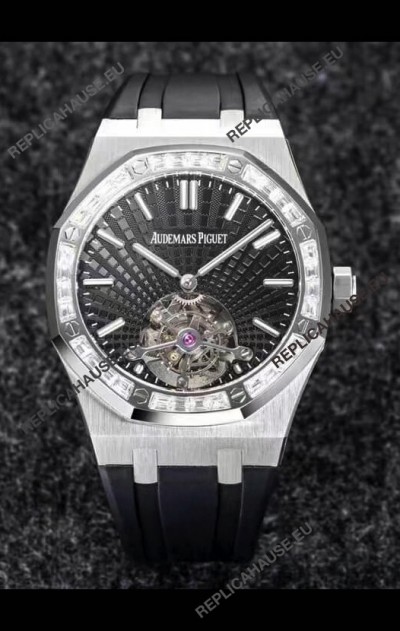 Audemars Piguet Royal Oak Tourbillon 41mm in 904L Casing - Grey Tapisserie Diamonds Bezel 1:1 Ultimate Replica