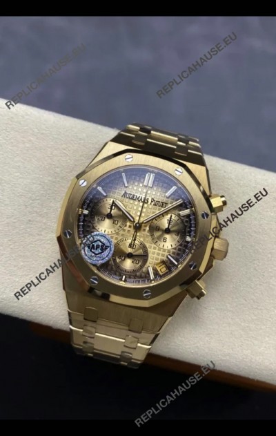 Audemars Piguet Royal Oak Super Clone - Rose Gold Casing Gold Dial in 41MM