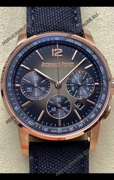 Audemars Piguet CODE 11.59 Chronograph Swiss Replica Watch in Rose Gold Casing Black Dial