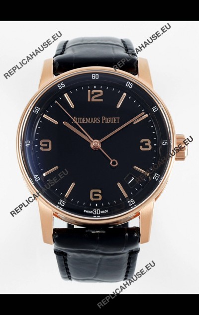 Audemars Piguet CODE 11.59 15210R Swiss Replica Watch in Rose Gold Black Dial 41MM