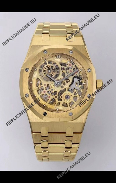 Audemars Piguet Super Clone Royal Oak Jumbo Extra-Thin Yellow Gold Casing Watch 