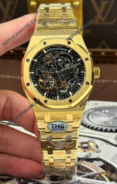 Audemars Piguet Royal Oak Super Clone Openworked Yellow Gold Watch