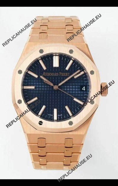 Audemars Piguet Royal Oak 15510OR 41MM Rose Gold Blue Dial Super Clone Replica Watch
