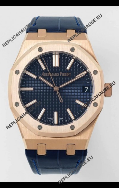 Audemars Piguet Royal Oak 15510OR 41MM Rose Gold Blue Dial Super Clone Replica Watch