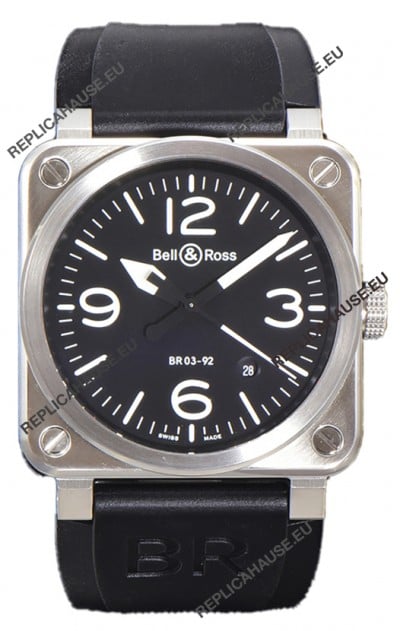 Bell and Ross BR03-92 Black Dial 904L Steel Swiss Replica Watch 