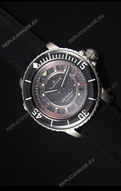Blancpain 500 Fathoms Swiss Replica Watch in Grey Carbon Dial - 1:1 Mirror Edition